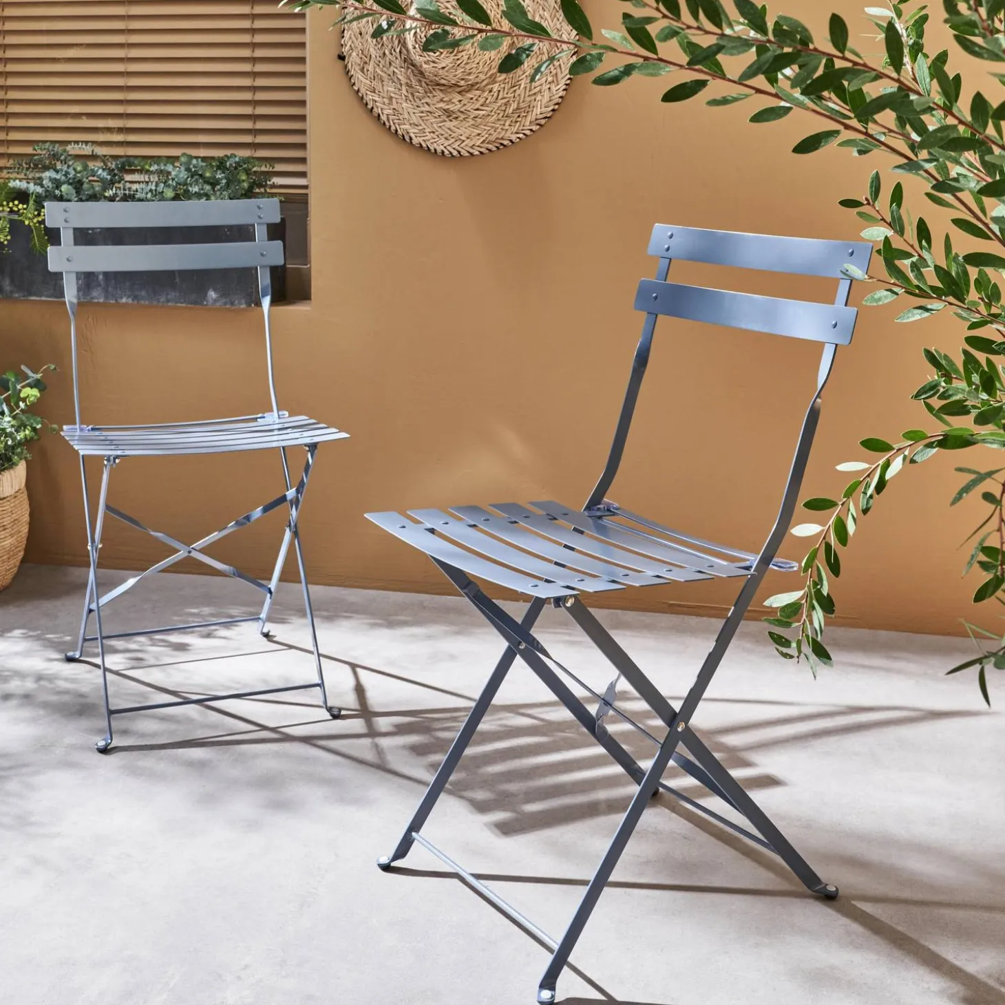 Cadeira de jardim dobrável em metal, set de 2