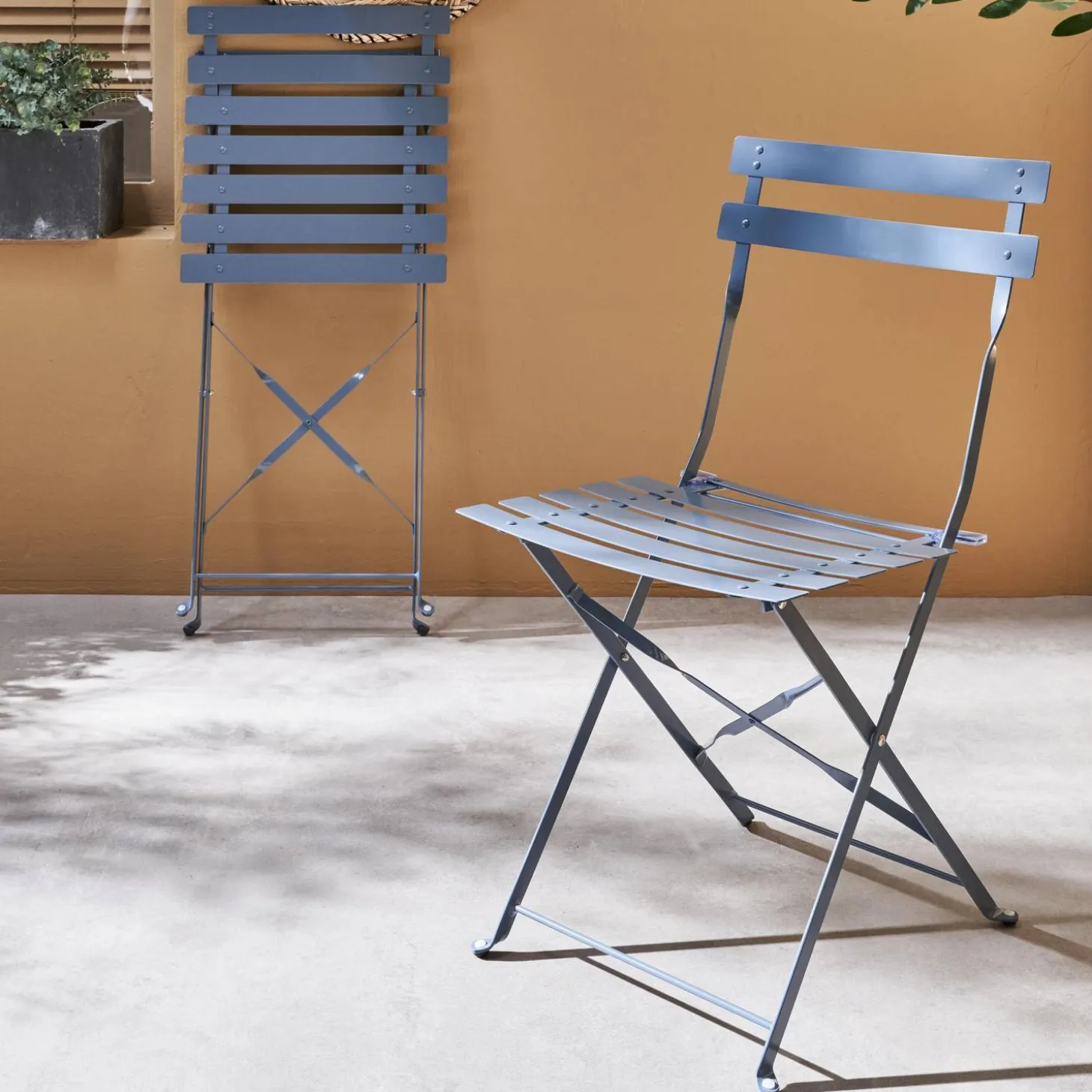 Cadeira de jardim dobrável em metal, set de 2