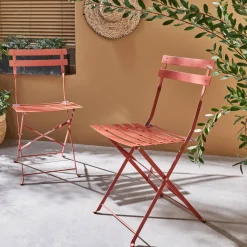 Cadeira de jardim dobrável em metal, set de 2