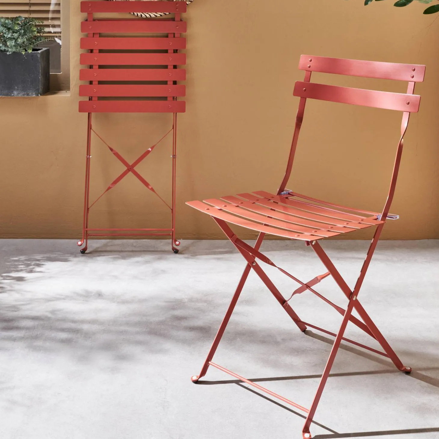 Cadeira de jardim dobrável em metal, set de 2
