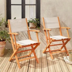 Cadeira de jardim dobrável em madeira, set de 2