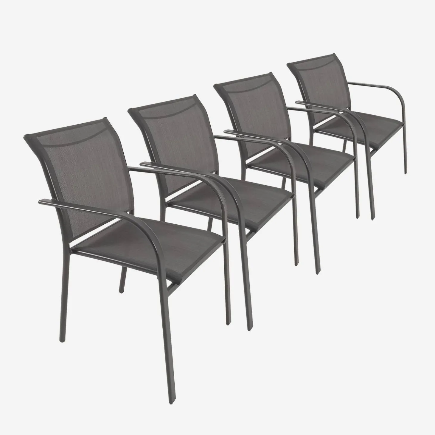 Cadeira de jardim em alumínio e textileno, set de 4