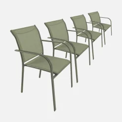 Cadeira de jardim em alumínio e textileno, set de 4