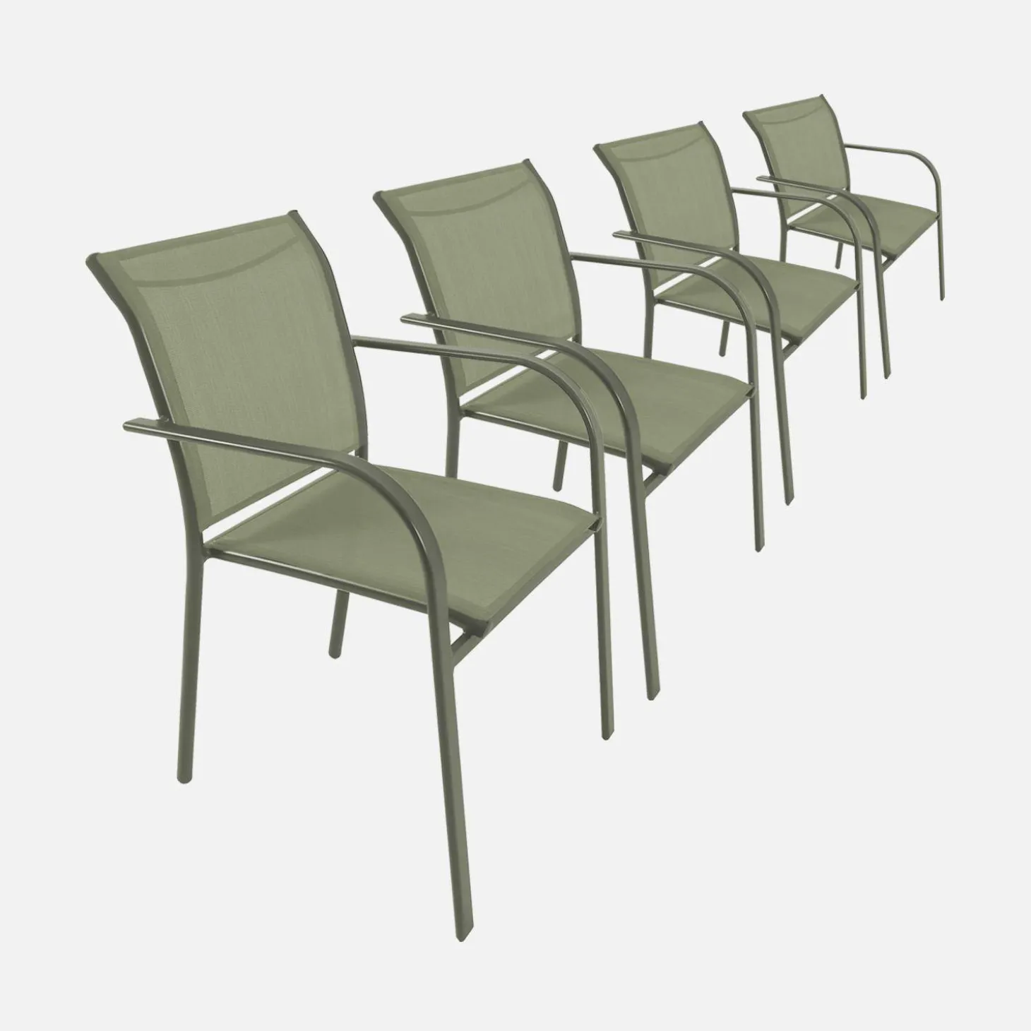 Cadeira de jardim em alumínio e textileno, set de 4