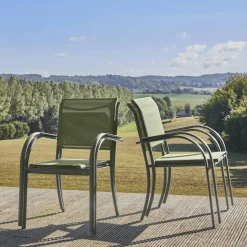 Cadeira de jardim em alumínio e textileno, set de 4