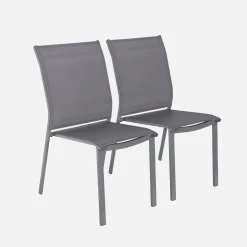 Cadeira de jardim empilháveis de alumínio e texilene, set de 2