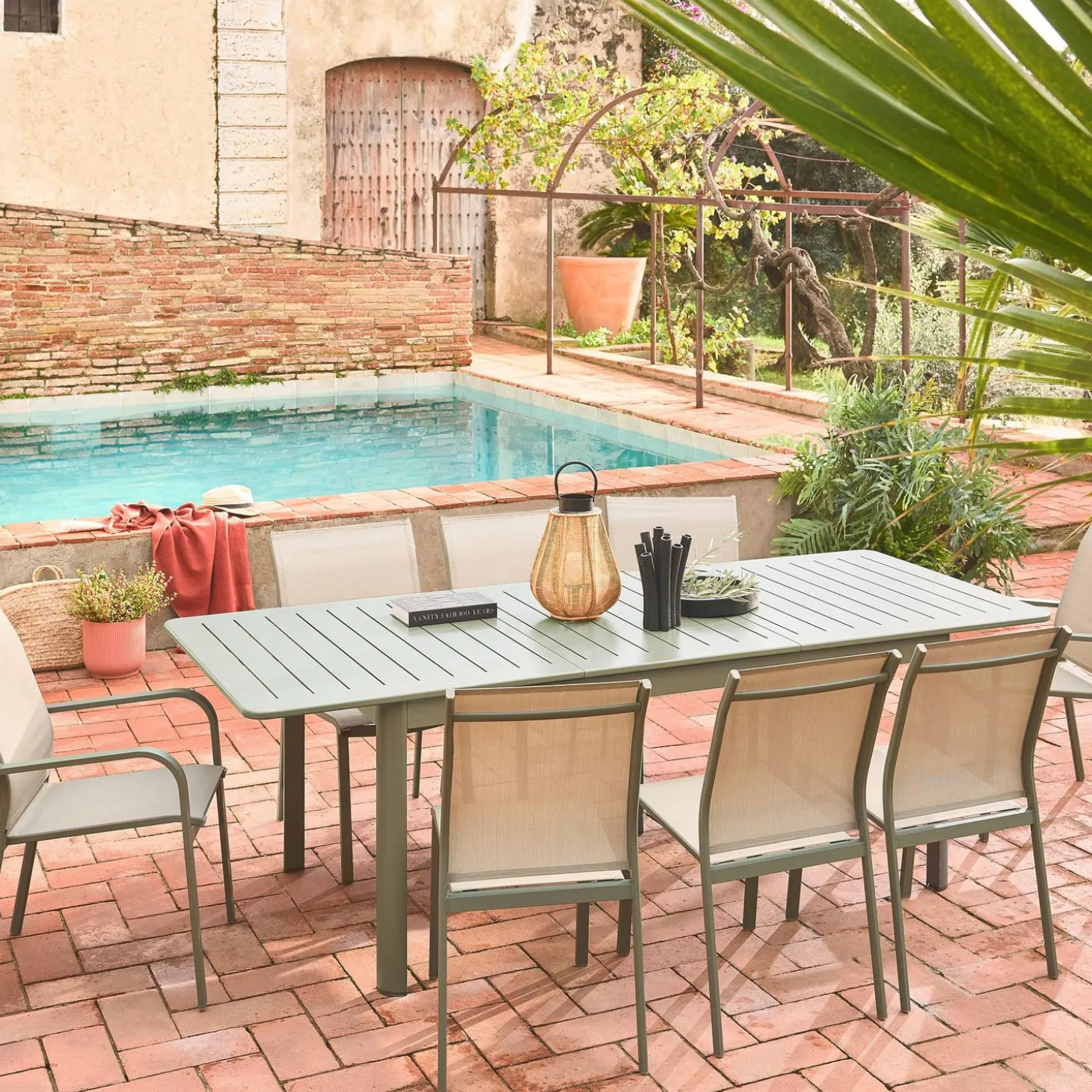 Cadeira de jardim empilháveis de alumínio e texilene, set de 2