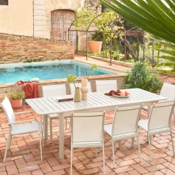 Cadeira de jardim empilháveis de alumínio e texilene, set de 2