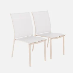 Cadeira de jardim empilháveis de alumínio e texilene, set de 2