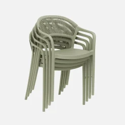 Cadeira de jardim empilhável com efeito de corda, set de 4