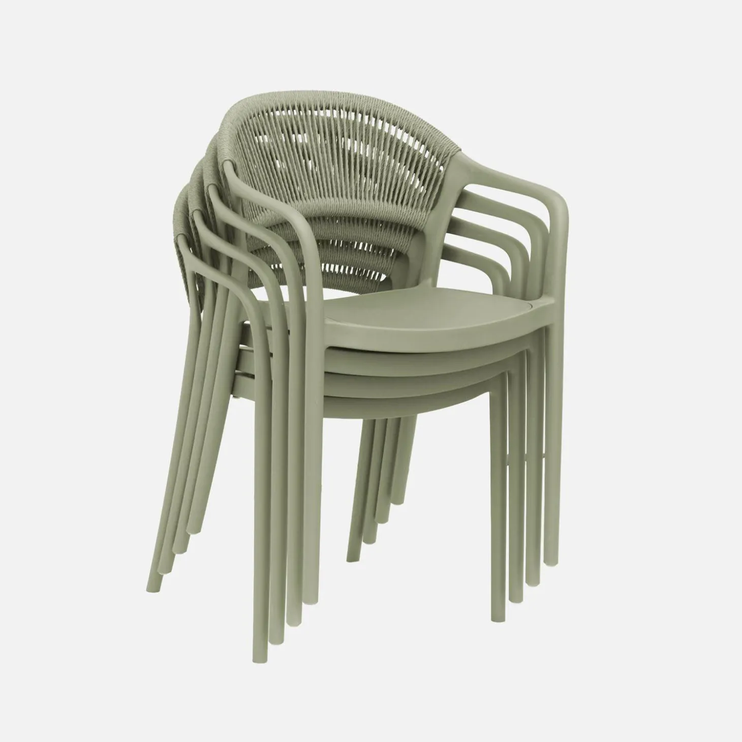 Cadeira de jardim empilhável com efeito de corda, set de 4
