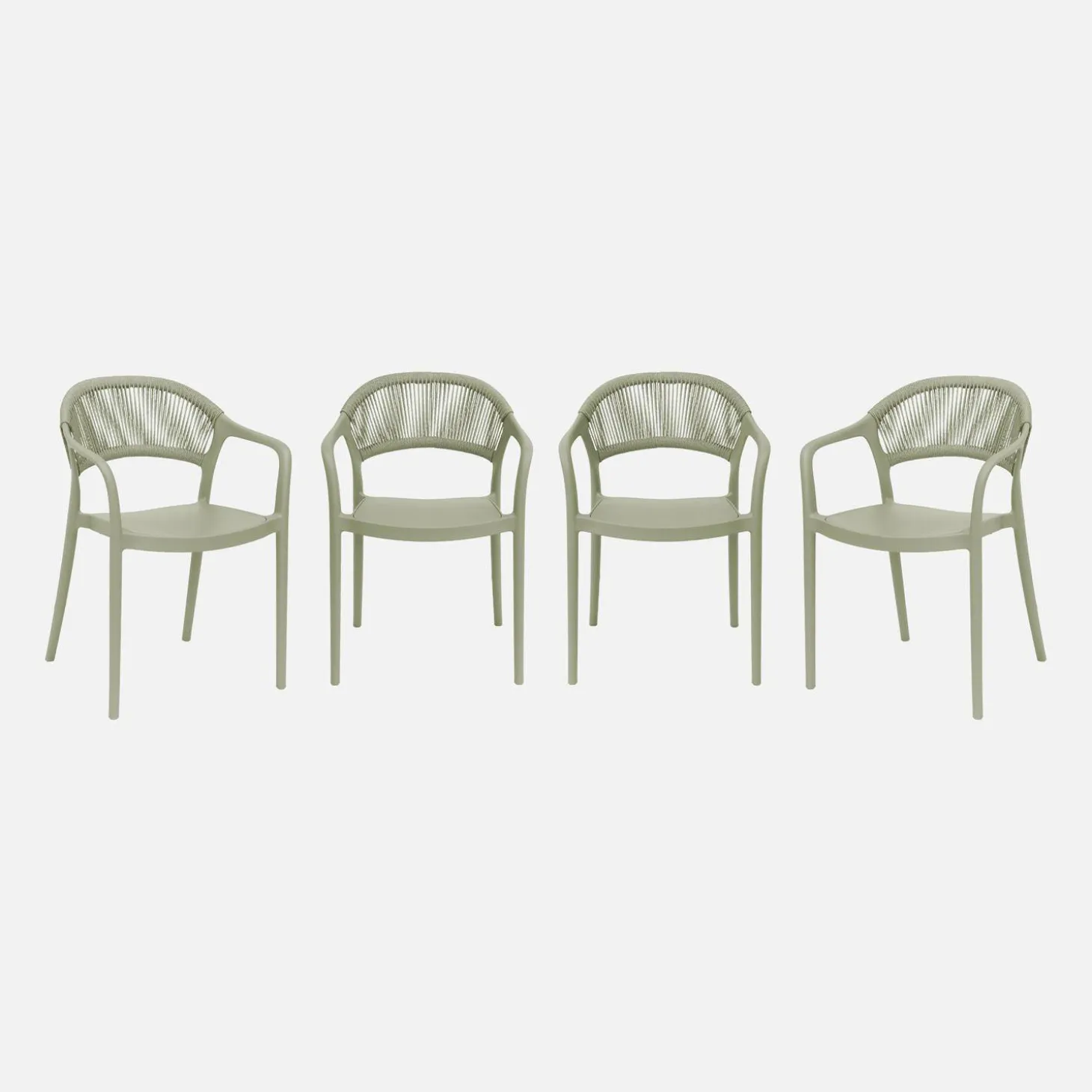 Cadeira de jardim empilhável com efeito de corda, set de 4