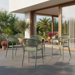 Cadeira de jardim empilhável com efeito de corda, set de 4