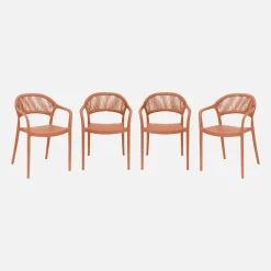 Cadeira de jardim empilhável com efeito de corda, set de 4