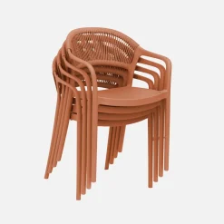 Cadeira de jardim empilhável com efeito de corda, set de 4