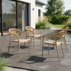Cadeira de jardim empilhável com efeito de corda, set de 4