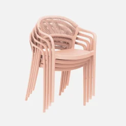 Cadeira de jardim empilhável com efeito de corda, set de 4