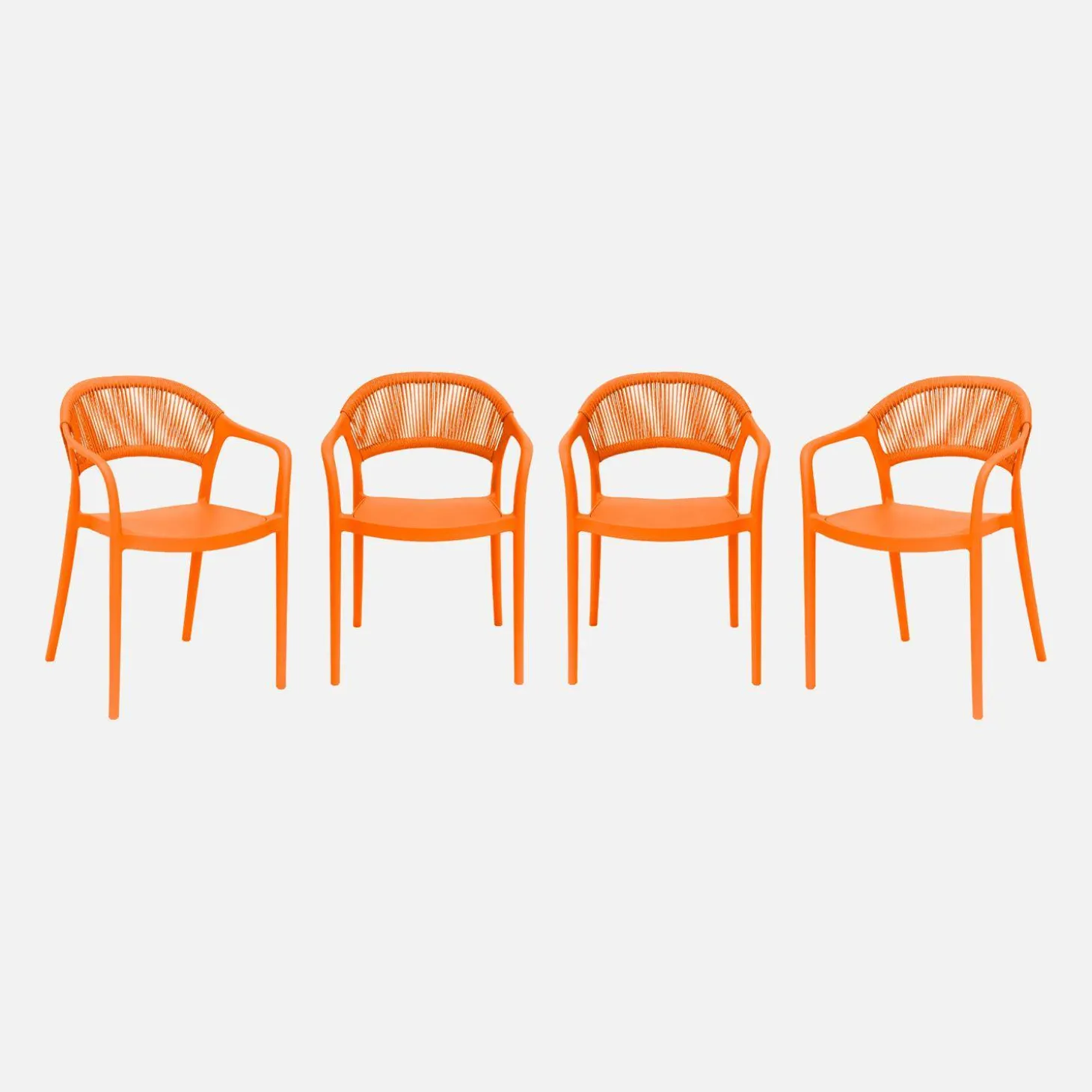 Cadeira de jardim empilhável com efeito de corda, set de 4