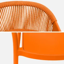 Cadeira de jardim empilhável com efeito de corda, set de 4