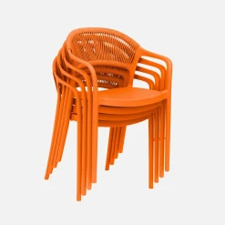 Cadeira de jardim empilhável com efeito de corda, set de 4
