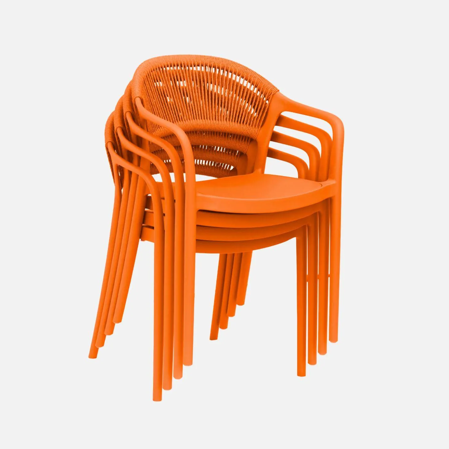 Cadeira de jardim empilhável com efeito de corda, set de 4