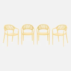 Cadeira de jardim empilhável com efeito de corda, set de 4
