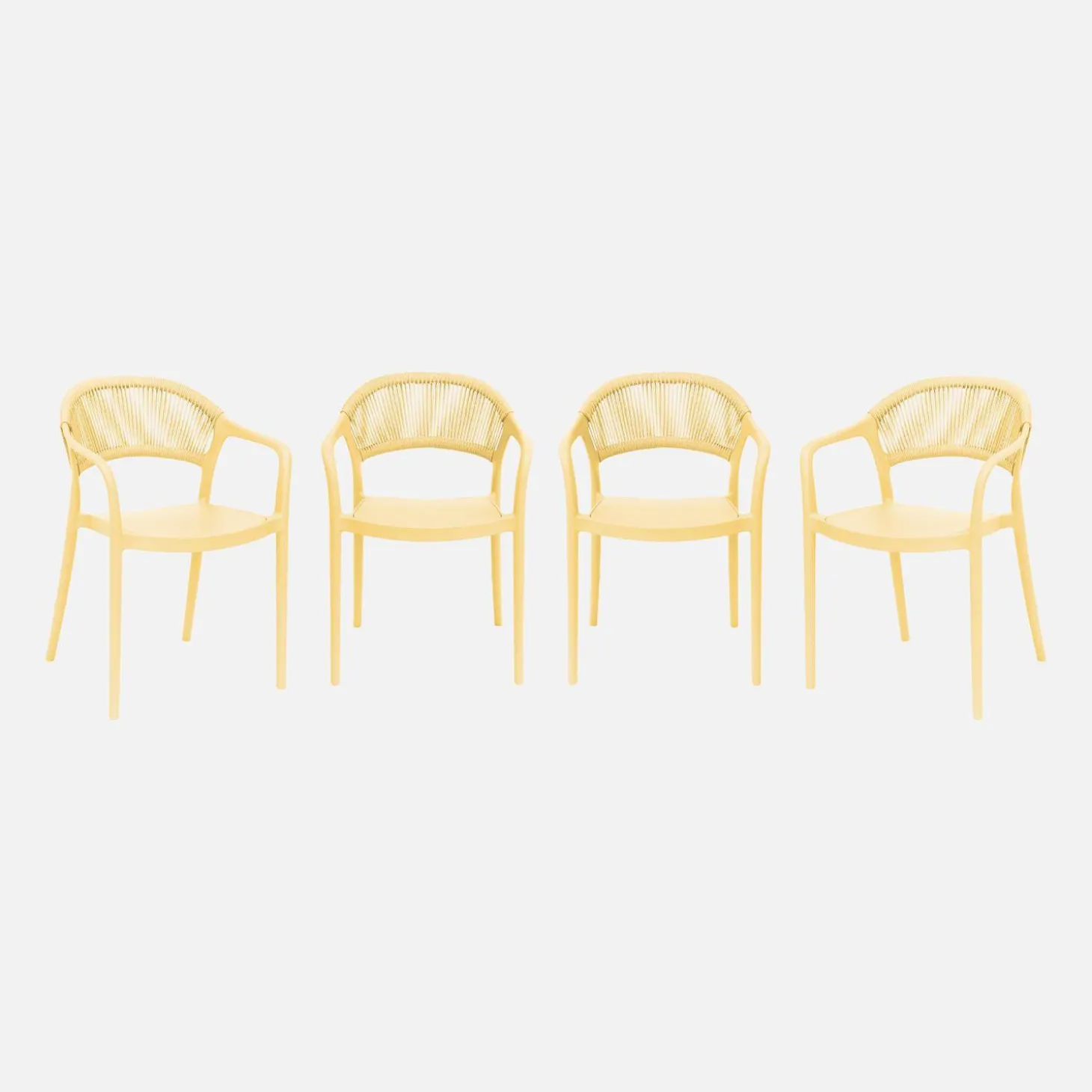 Cadeira de jardim empilhável com efeito de corda, set de 4