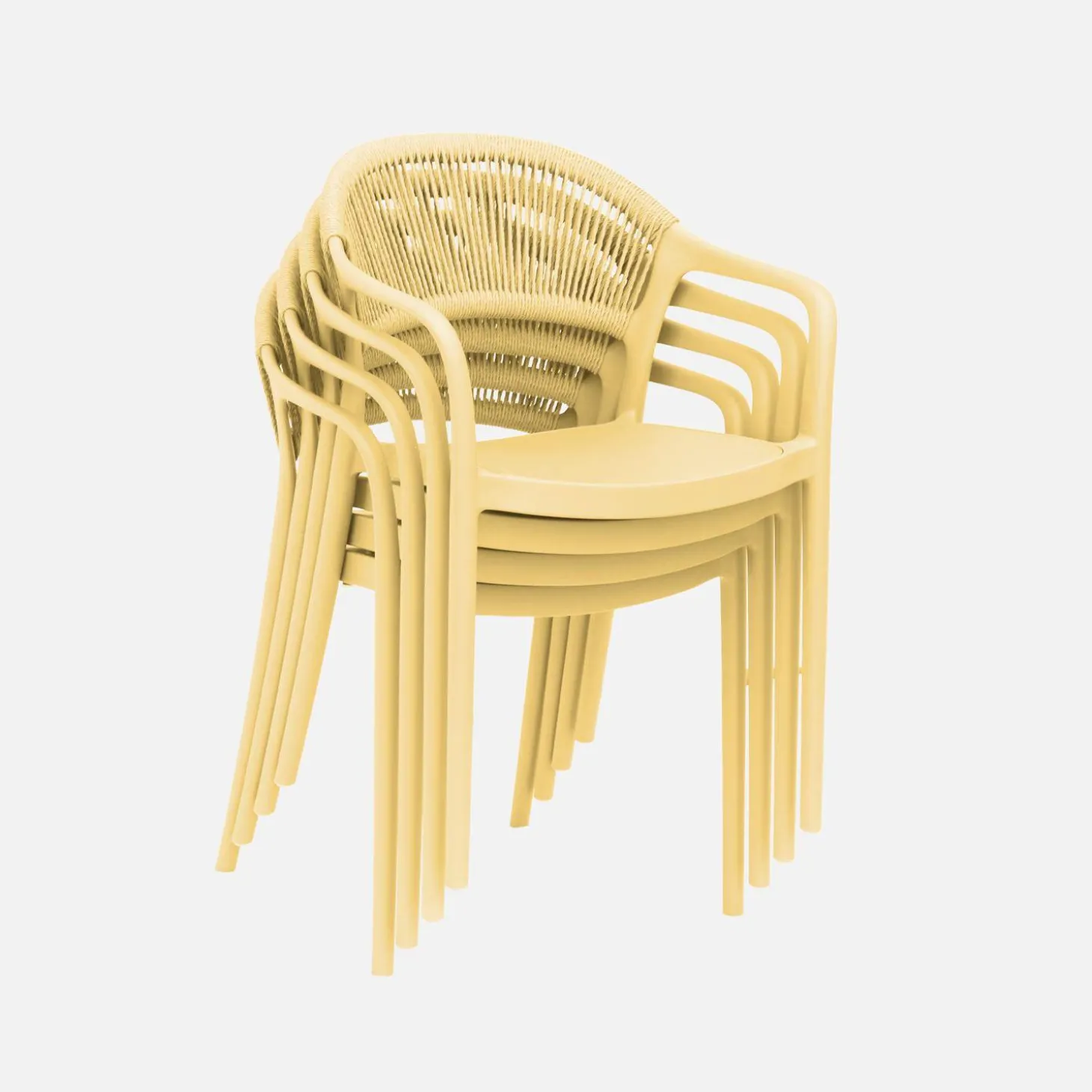 Cadeira de jardim empilhável com efeito de corda, set de 4