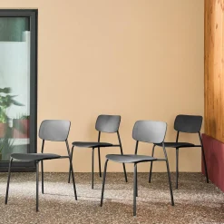 Cadeira de jardim empilhável de plástico, set de 4