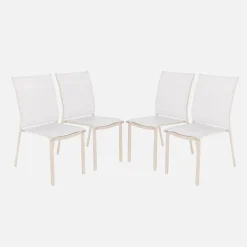 Cadeira de jardim empilhável em alumínio e textileno, set de 4