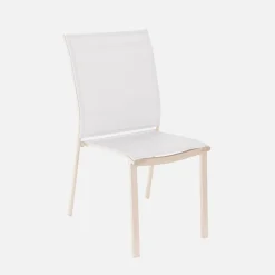 Cadeira de jardim empilhável em alumínio e textileno, set de 4