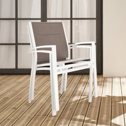 Cadeira de jardim empilhável em alumínio, set de 2