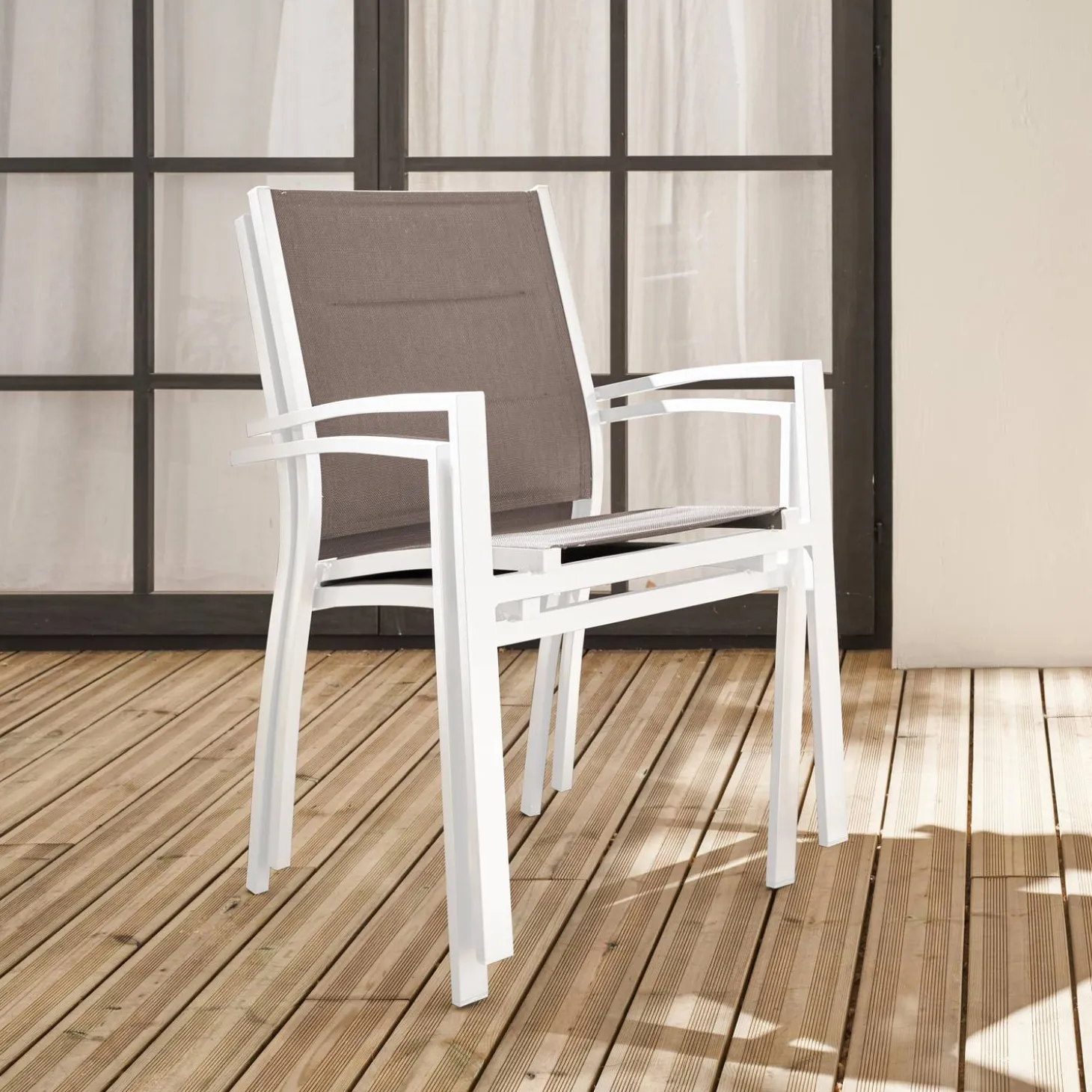 Cadeira de jardim empilhável em alumínio, set de 2