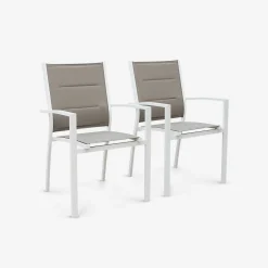 Cadeira de jardim empilhável em alumínio, set de 2