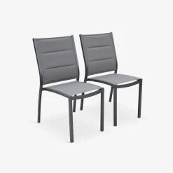 Cadeira de jardim empilhável em alumínio, set de 2