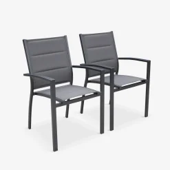 Cadeira de jardim empilhável em alumínio, set de 2