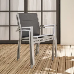 Cadeira de jardim empilhável em alumínio, set de 2