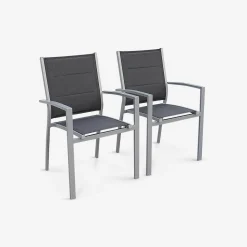 Cadeira de jardim empilhável em alumínio, set de 2