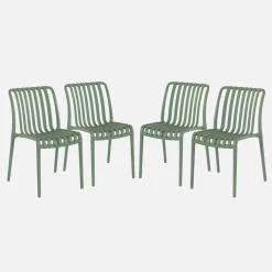 Cadeira de jardim em plástico, empilhável, set de 4