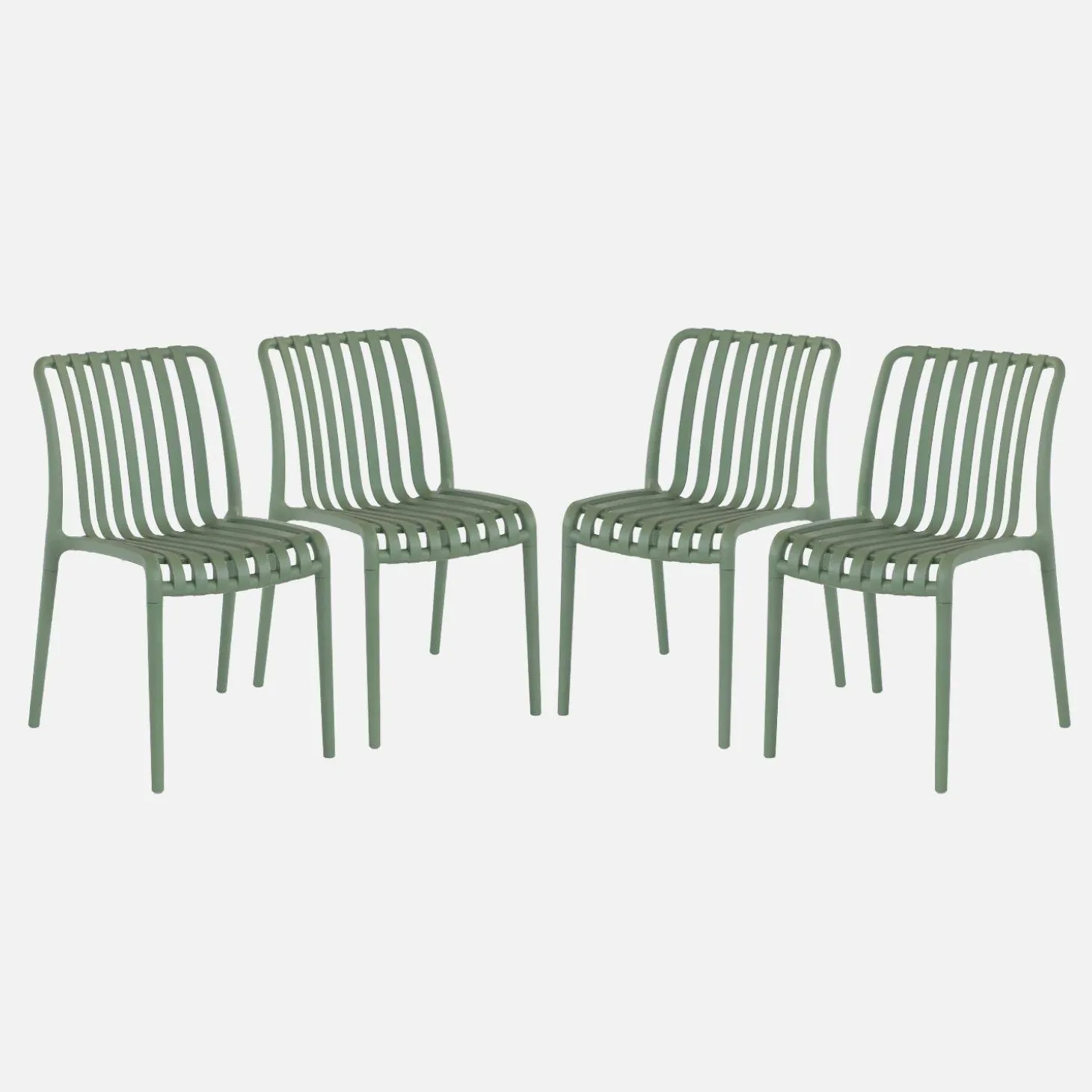 Cadeira de jardim em plástico, empilhável, set de 4