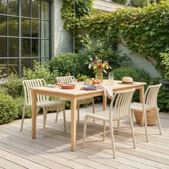 Cadeira de jardim em plástico, empilhável, set de 4