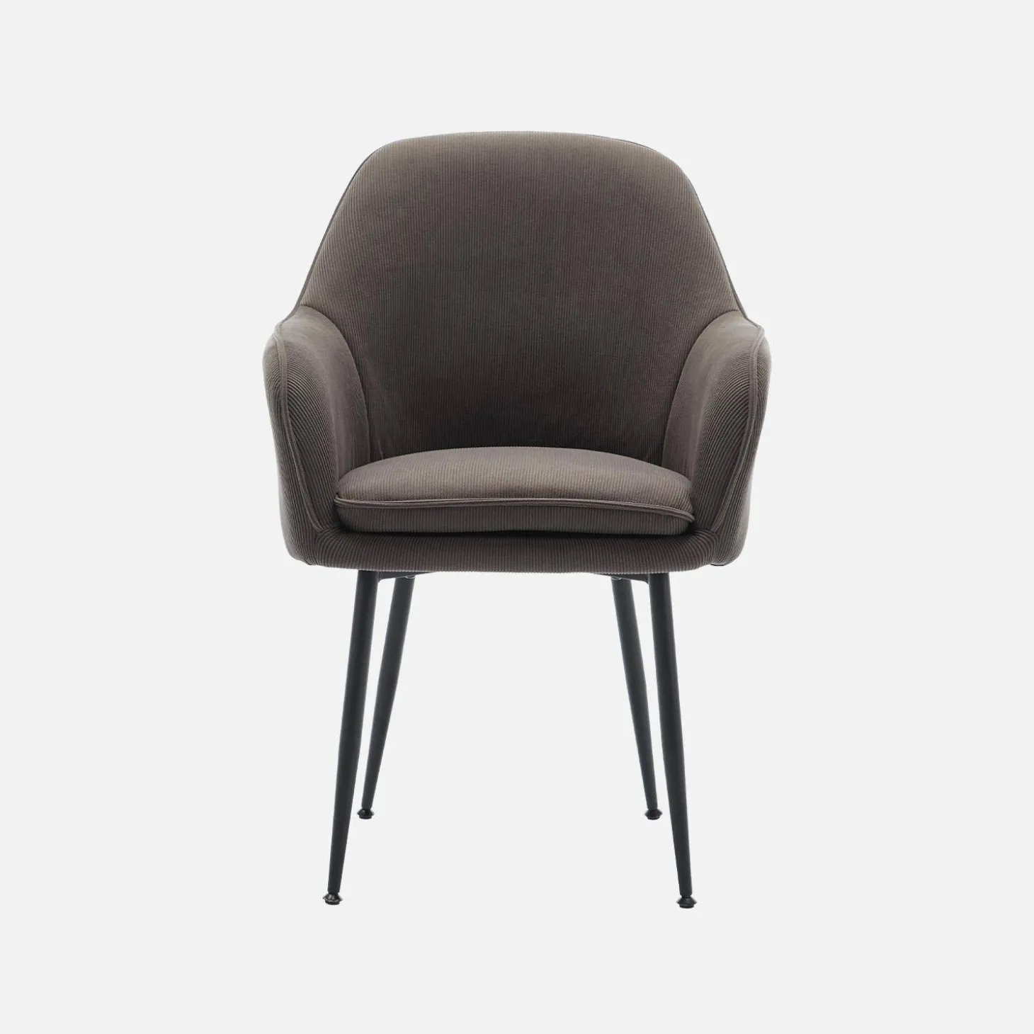 Cadeira em veludo canelado com pés em metal, set de 4