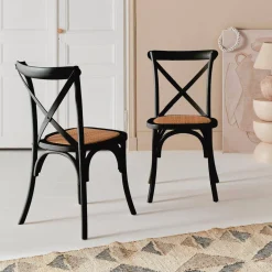 Cadeira estilo bistrô em madeira, set de 2