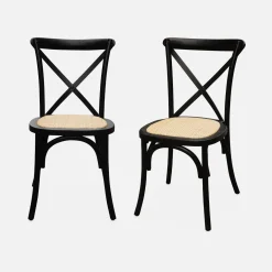 Cadeira estilo bistrô em madeira, set de 2