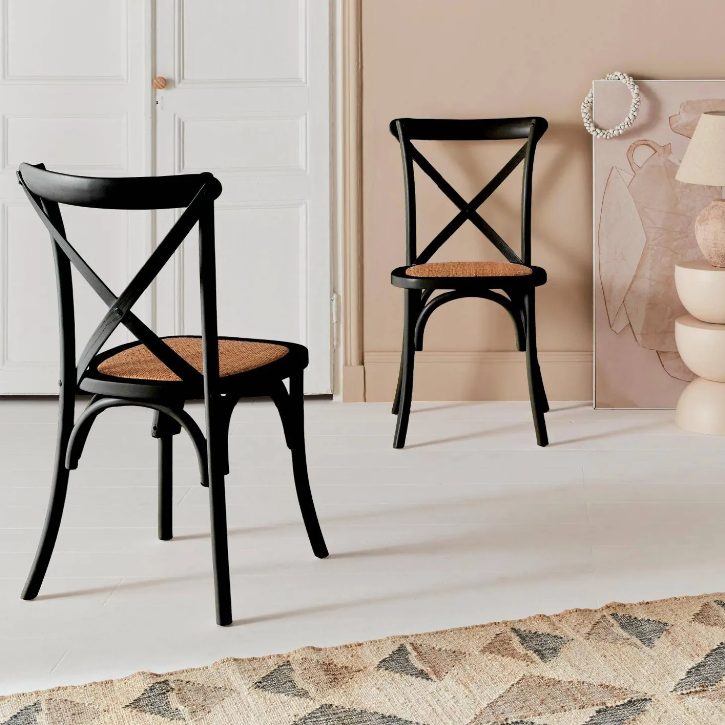 Cadeira estilo bistrô em madeira, set de 2