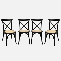 Cadeira estilo bistrô em madeira, set de 4