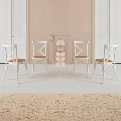 Cadeira estilo bistrô em madeira, set de 4