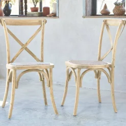 Cadeira estilo bistrô em madeira, set de 2