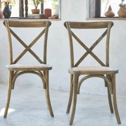 Cadeira estilo bistrô em madeira, set de 2