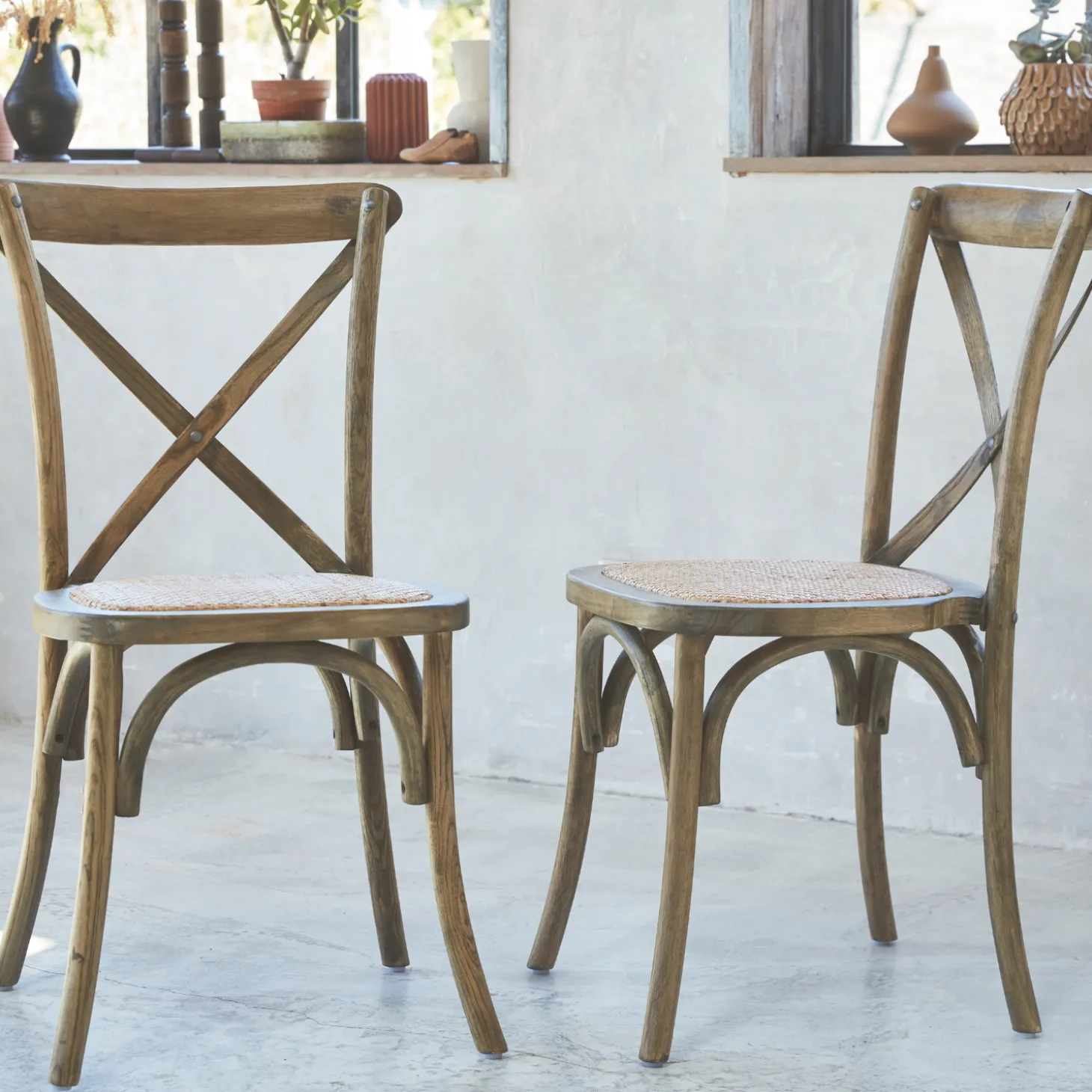 Cadeira estilo bistrô em madeira, set de 2